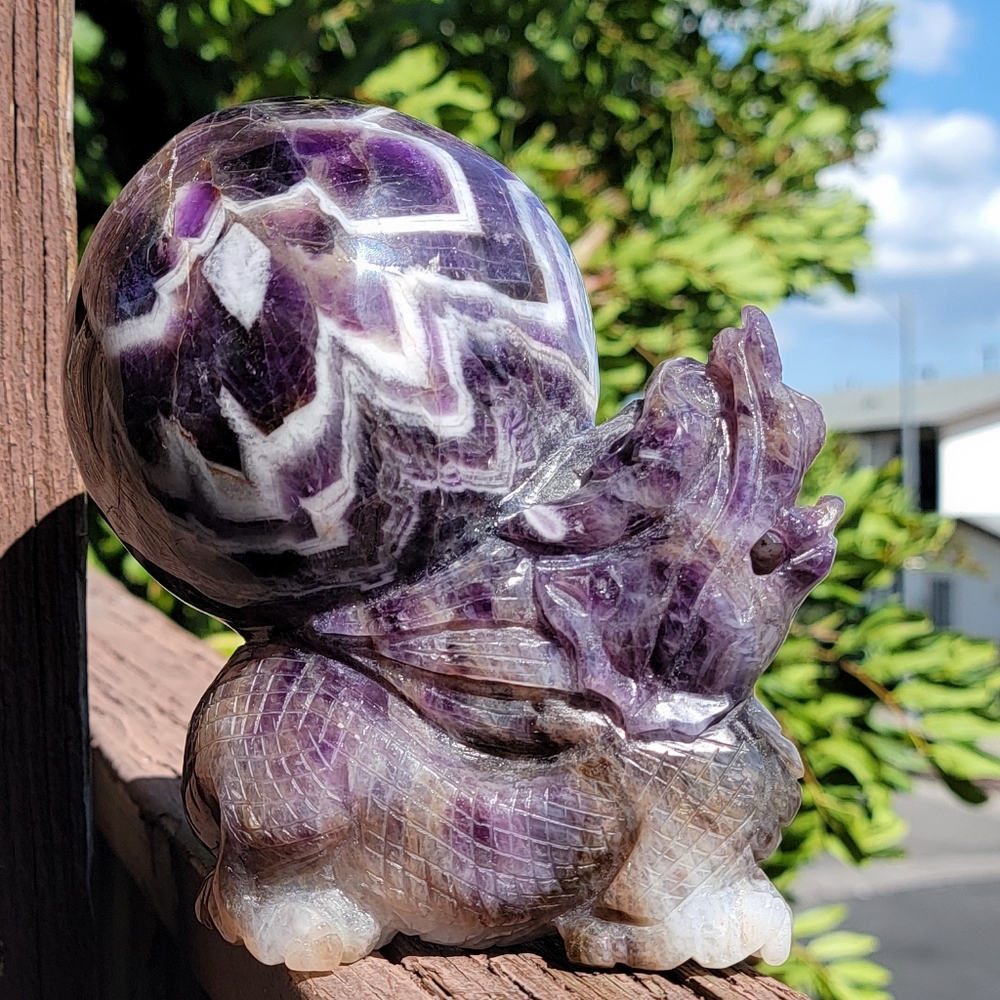 NEW 5" x 6" DREAM AMETHYST DRAGON WITH A SPHERE